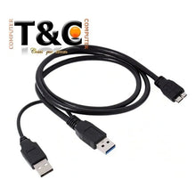 Cargar imagen en el visor de la galería, Cable Usb 3.0 Doble A Micro B Disco Duro Externo Negro