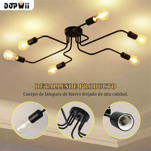 Cargar imagen en el visor de la galería, Lámpara De Techo Colgante Vintage De 6 Ampolletas E26 Negro