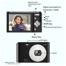Cargar imagen en el visor de la galería, Camara Digital Portatil 1080p Pantalla 2.4in+32gb Tarjeta Sd Negro