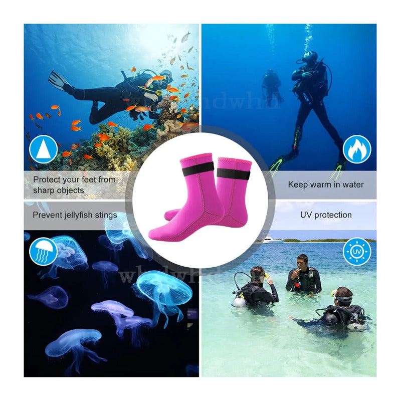 Máscara De Buceo Genérica Neopreno Botín Calcetines Fucsia