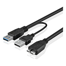 Cargar imagen en el visor de la galería, Cable Usb 3.0 Doble A Micro B Disco Duro Externo Negro