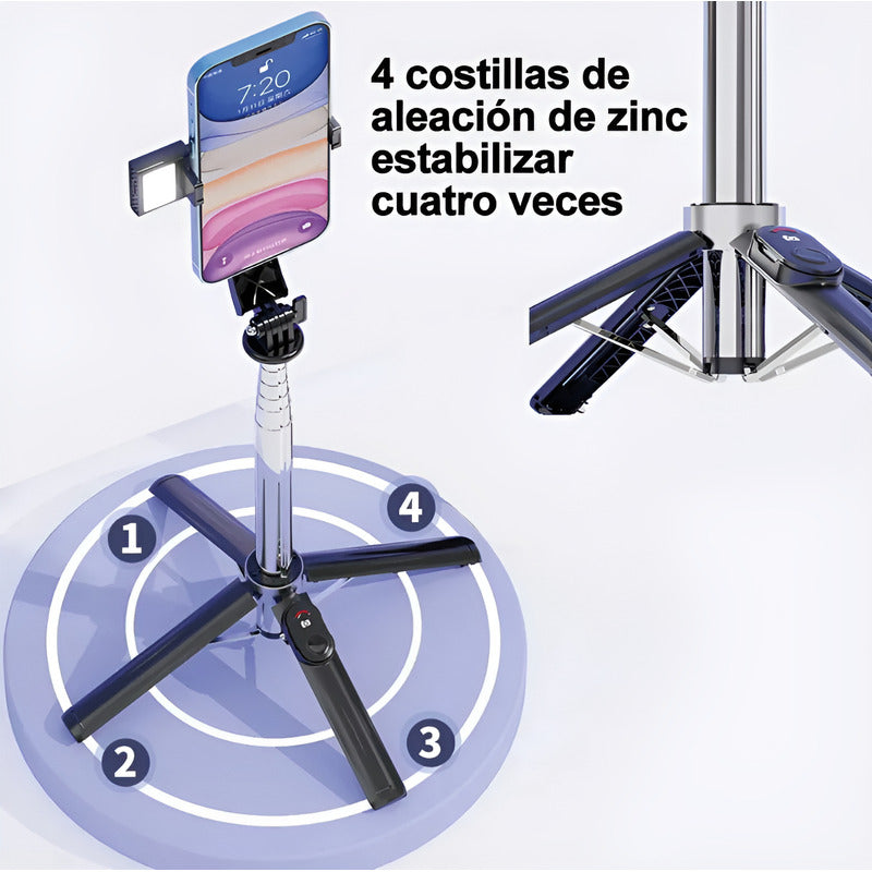 Palo Selfie Trípode Baston Extensible Bluetooth Negro