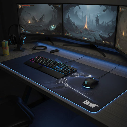 Mouse Pad Gamer Xl Antideslizante Caballero Con Espada Azul Oscuro Caballero Con Espada