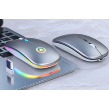 Cargar imagen en el visor de la galería, Mouse Inalambrico Recargable Ultra Delgado Silencioso Led Gris