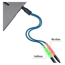 Load image into Gallery viewer, Cable Audio 3,5mm Macho Doble Hembra Auricular Adaptador Color Negro Azul