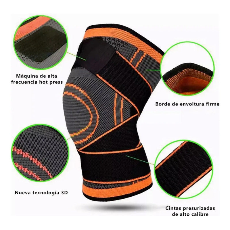Rodillera Elastica Compresion Gym Correr Deportes Naranja M