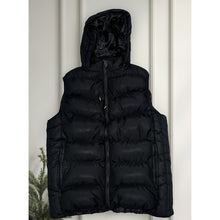 Load image into Gallery viewer, Chaqueta Sin Mangas Acolchada Con Capucha Removible M Negro M Negro
