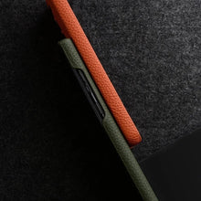 Cargar imagen en el visor de la galería, Funda De Cuero Vacuno Genuino Para Samsung Galaxy S23 Ultra Verde Musgo Lisa