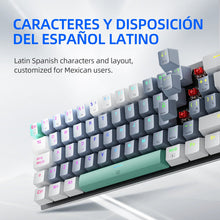 Cargar imagen en el visor de la galería, Teclado Machenike Qwerty Hotswapping Switch Español Color Rojo Switch Con Luz Rgb