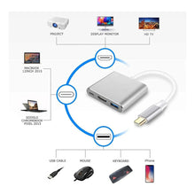 Cargar imagen en el visor de la galería, Adaptador Hub Usb Tipo C 3 En 1 Hdmi 4k Usb 3.1 Plateado