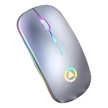 Cargar imagen en el visor de la galería, Mouse Inalambrico Recargable Ultra Delgado Silencioso Led Gris