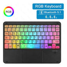 Cargar imagen en el visor de la galería, Teclado Retroiluminado Bluetooth Con Mouse Tactil Rgb Negro Español Latinoamérica