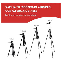 Load image into Gallery viewer, Trípode Profesional Para Cámara, Celular, Video Negro