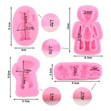 Load image into Gallery viewer, 4pcs Molde De Silicona Oso Fondant Pasta Resina Chocolate Gris