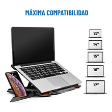 Load image into Gallery viewer, Soporte Base Notebook Y Celular Ajustable Hasta 17 Pulgadas Negro
