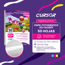 Cargar imagen en el visor de la galería, Papel Fotografico Glossy Brillante A3+ 33x48 230gr 50 Hojas
