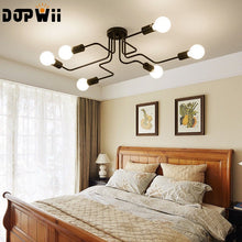 Cargar imagen en el visor de la galería, Lámpara De Techo Colgante Vintage De 6 Ampolletas E26 Negro