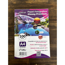 Cargar imagen en el visor de la galería, Papel Fotografico A4 120g Glossy Pack 100 Blanco