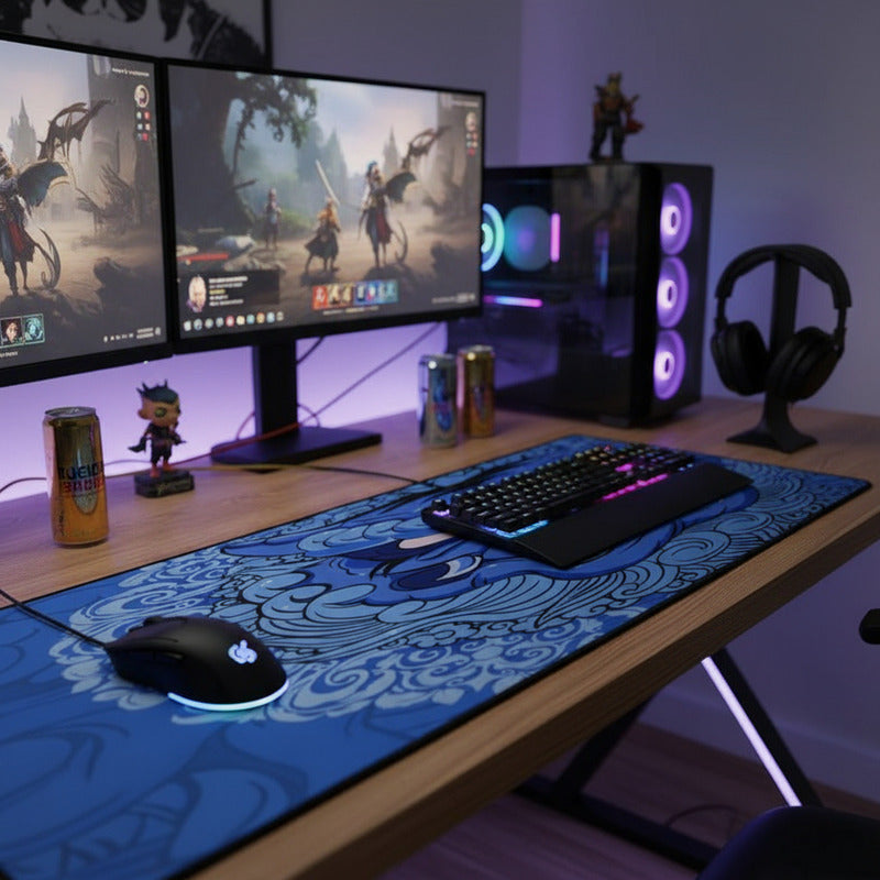 Alfombrilla de ratón Gamer León Azul 90x40 XL Alfombrilla de ratón Pg