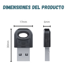 Cargar imagen en el visor de la galería, Adaptador Bluetooth Para Pc Y Notebook 5.0 Antena Transmisor Receptor Bt5.0 Color Negro