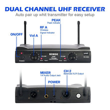 Load image into Gallery viewer, Bomge 2 Micrófonos Inalambricos Uhf Doble Canal 230u Negro