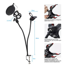 Cargar imagen en el visor de la galería, Soporte Flexible Pedestal Microfonos Celular Con Filtro Pop