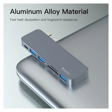 Load image into Gallery viewer, Adaptador Yesido Hb10 6 En 1 Tipo C Tf Sd Usb Doble Tipo C Plateado