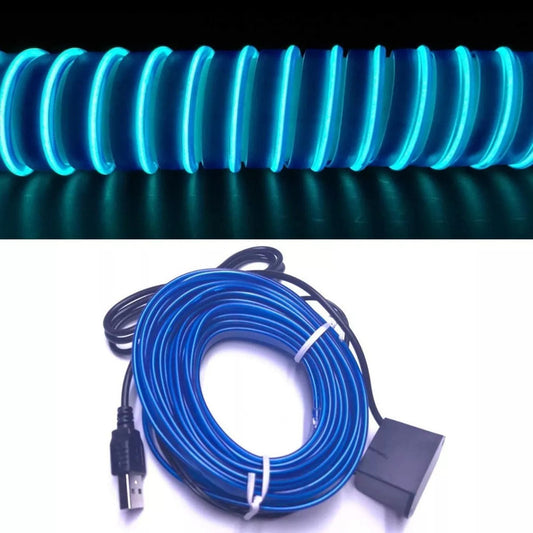 Hilo Tira Luz Neon Colores Led Conector Usb 12v Auto Moto 5m