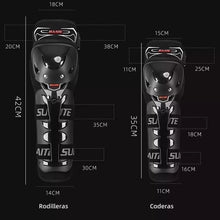 Cargar imagen en el visor de la galería, Protecciones Rodilleras Y Coderas Articuladas Moto Y Bici Negro Única
