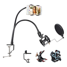 Cargar imagen en el visor de la galería, Soporte Flexible Pedestal Microfonos Celular Con Filtro Pop