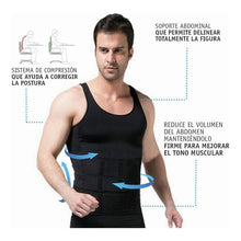 Cargar imagen en el visor de la galería, Camiseta Polera Faja Reductora Compresora Modeladora Hombre Negro Xl