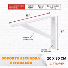 Load image into Gallery viewer, Escuadra Estante Truper Reforzada Blanca 8 X 12 Mer-12b