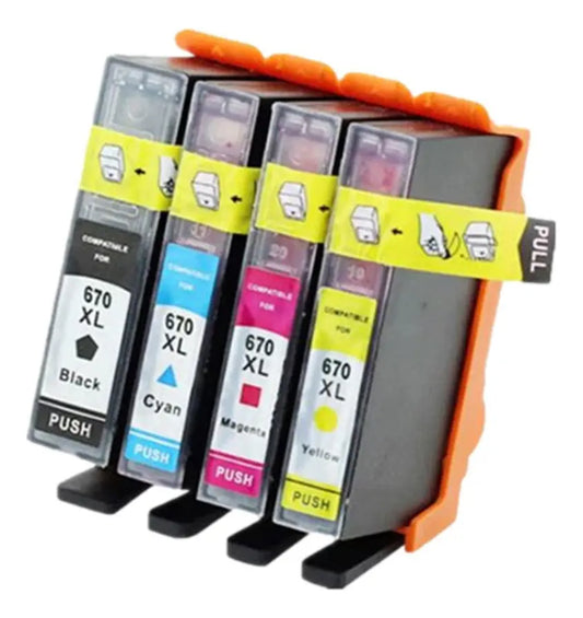 Pack De 4 Cartuchos Alternativos 670 XL Negro Y Colores G&G