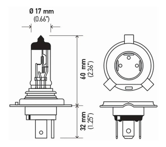 Ampolleta Hella H4 12v 60/55w P43t T4.625 Halógeno