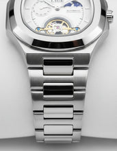 Cargar imagen en el visor de la galería, Reloj Automático Hombre Acero Inoxidable Fase Lunar Abierto Negro Plateado Blanco