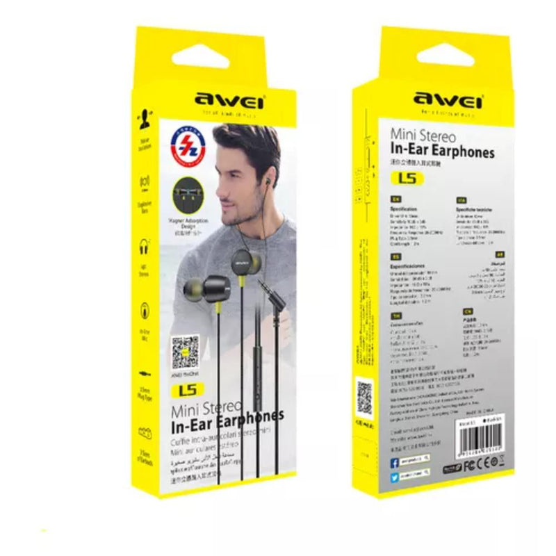 Audifonos Awei L5 In Ear Jack 3.5mm Negro