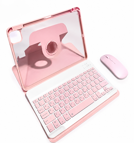 Funda Rotar 360+teclado+ratón Para iPad Pro 11 2022/2021 Rosa