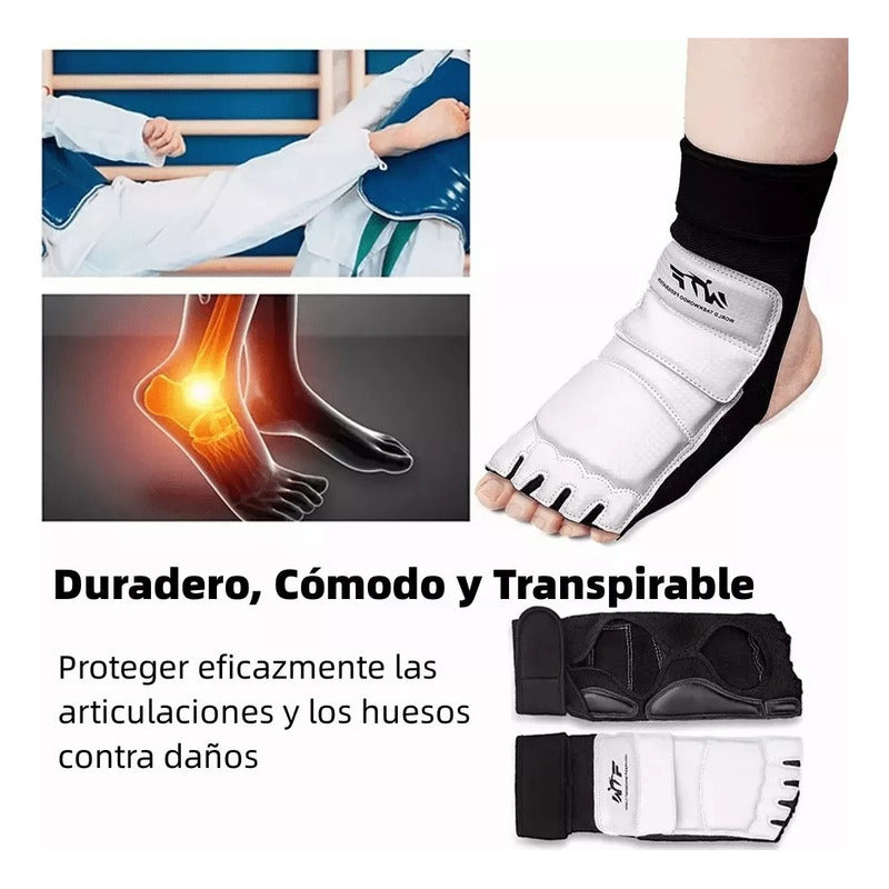 Almohadillas De Pie Empeine Tobillo Protección Taekwondo Blanco