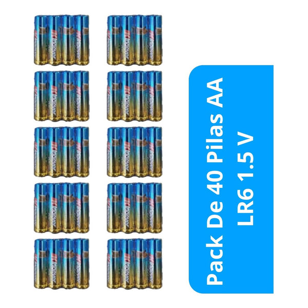 Pack De 40 Pilas Tamaño Aa, Alkaline 1.5 Voltios