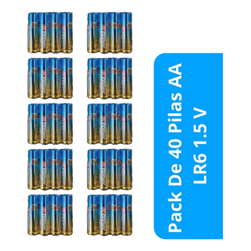 Pack De 40 Pilas Tamaño Aa, Alkaline 1.5 Voltios