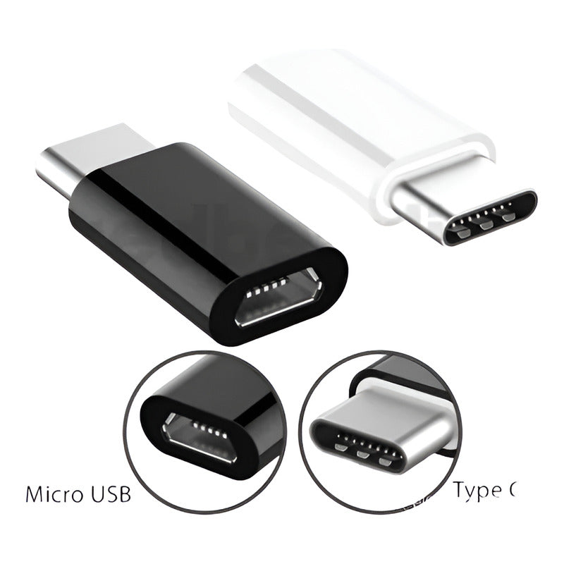 Adaptador Conector Tipo C A Micro Usb V8 Android S-s Plateado