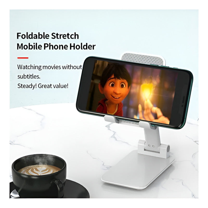 Soporte Ajustable Para Teléfono Celular Plegable Tableta Blanco