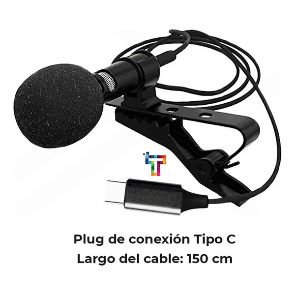 Microfono De Solapa Lavalier Profesional Para Celular Negro