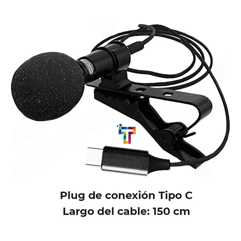 Microfono De Solapa Lavalier Profesional Para Celular Negro