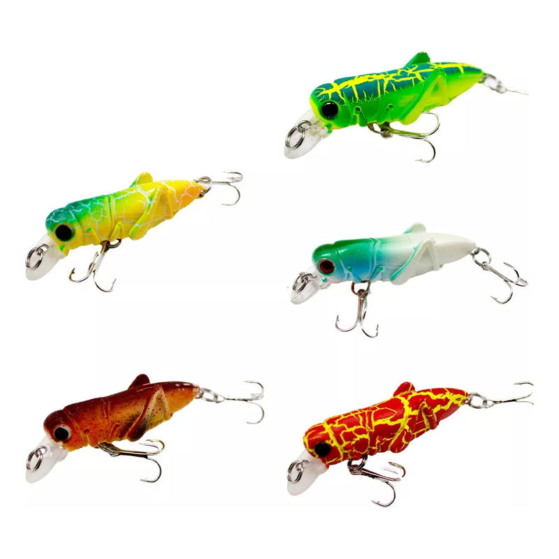 Kit Señuelos De Pesca 5 Piezas Para Agua Insecto 5cm Amarillo