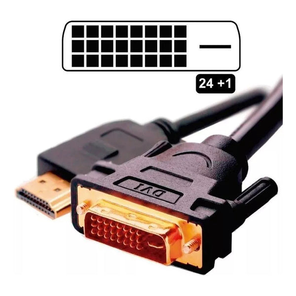 Cable 2m Conexion Hdmi A Dvi 24+1 / Hdtv V1.4 Rojo Con Negro