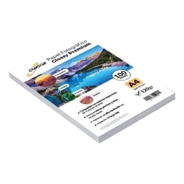 Papel Fotografico A4 120g Glossy Pack 100 Blanco