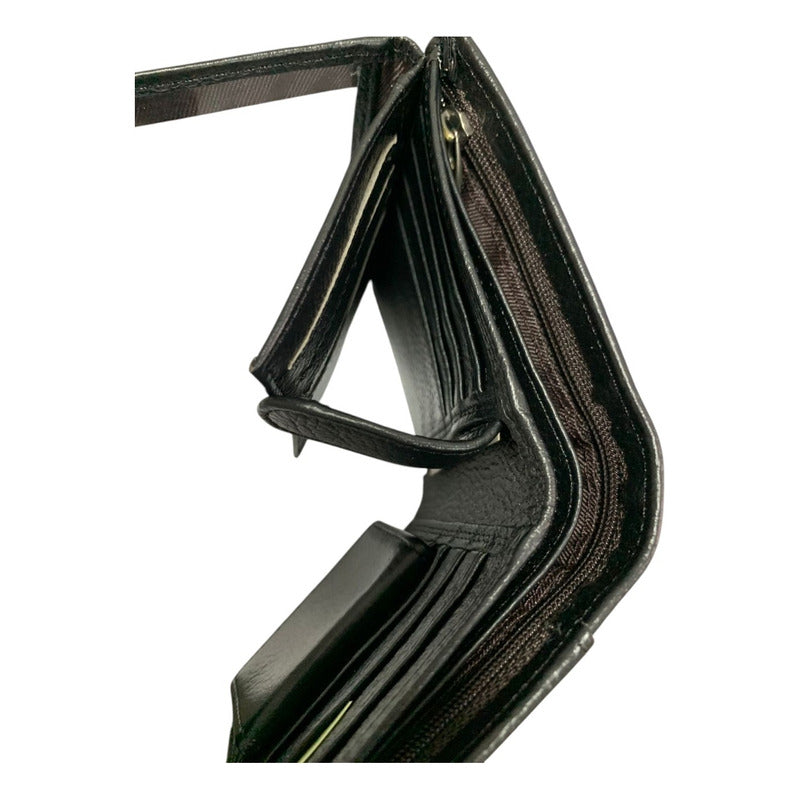 Billetera Para Hombre Color Negro Negro Liso