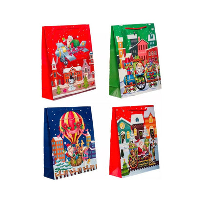 12 Bolsas De Regalos Navidad Grande 40x32cm Pascua Navidad Rojo