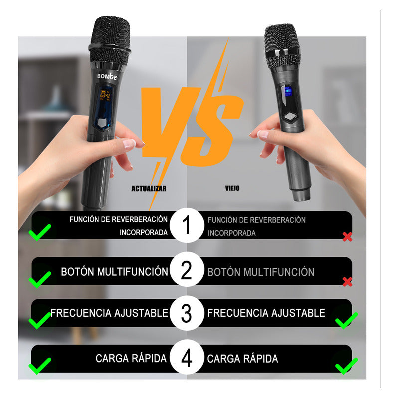 2 Micrófono Inalámbrico Profesional De Karaoke Con Receptor Color Girs+red